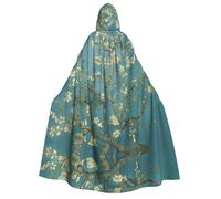 RRhgipp Mantello con cappuccio unisex lungo in fiore di mandorlo in fiore per adulti, mantello lungo con cappuccio, mantello da vampiro da strega, 150 cm