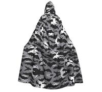 RRhgipp Mantello con cappuccio, unisex, lungo mantello da vampiro, da strega, per Halloween, colore grigio, per adulti, 150 cm