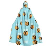 RRhgipp Mantello lungo con cappuccio a forma di ape dei cartoni animati, mantello lungo da strega, vampiro, strega, carnevale, Halloween, costume da mago, 147,3 cm