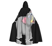 RRhgipp Mantello lungo con cappuccio a forma di elefante dei cartoni animati, mantello da strega, vampiro, strega, carnevale, Halloween, costume da mago, 147,3 cm