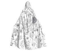 RRhgipp Mantello lungo con cappuccio per erbe e piante erbacee in fiore, mantello lungo da strega, vampiro, strega, carnevale, Halloween, costume da mago, 147,3 cm