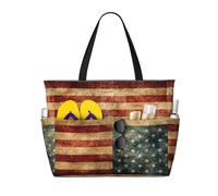 RRhgipp Old Flag Canvas Tote Bag Tasca Esterna Borsa della spesa Top Chiusura con Cerniera Essenziale Quotidiano