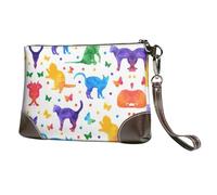 RRhgipp Pochette da donna con farfalla a pois e gatto, portafoglio da sera con cinturino da polso casual formale in pelle ragazza amica
