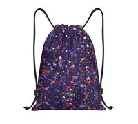RRhgipp Red Blue Stars American Drawstring Zaino Sport Palestra Sackpack Tasca Impermeabile String Bag Donne Uomini Scuola, Nero , S, Classico