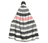 RRhgipp Rosa chiaro e grigio scuro strisce adulto con cappuccio mantello lungo mantello triste mietitore vampiro strega carnevale Halloween mago costume