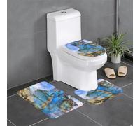 RRhgipp Set di 3 tappetini da bagno con pietra di luna arcobaleno, tappetino da bagno con retro antiscivolo, si asciugano rapidamente