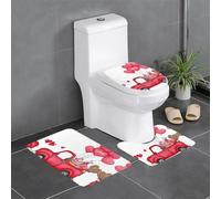 RRhgipp Set di tappetini da bagno con motivo camion romantico e palloncino a forma di cuore, 3 pezzi, tappetino da bagno con retro antiscivolo, si asciugano rapidamente