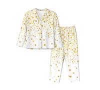 RRhgipp Sparsed Dreamy Stars And Spots Pigiama da donna Set di pigiama a maniche lunghe Set da 2 pezzi Loungewear Nightwear Sleepshirt, Nero , S
