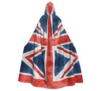 RRhgipp The Union Flag Pattern Mantello con Cappuccio Mantello Lungo Mantello Tristo Mietitore Vampiro Strega Carnevale Halloween Mago Costume 147,3 cm