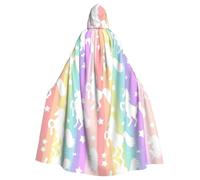 RRhgipp Unicorni su strisce colorate mantello con cappuccio lungo mantello triste mietitore vampiro strega carnevale Halloween mago costume 147,3 cm