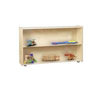 RRI Goods Montessori - Libreria orizzontale a 2 ripiani con ruote (larghezza 119,4 cm), organizer per giocattoli, oggetti artistici e artigianali, per casa, ufficio, aula, asilo nido