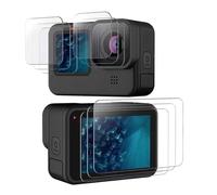 RRICHH Pellicola Protettiva per GoPro Hero 12/11/10/9 Nero,Vetro Temperato Proteggi Schermo Accessori per Fotocamere HD Chiaro per Touchscreen, Lente e Display Frontale, 9 pezzi