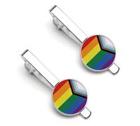 Rride Day Garden Flag LGBT Rainbow 2 fermacravatta per uomo, fermacravatta rotondo e gemelli per accessori di abbigliamento di lusso, 2 pezzi