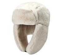 RRiody Cappello da cacciatore caldo da donna, cappello russo invernale con paraorecchie, cappello bomber spesso per sci e caccia, bianco, 56/59 cm