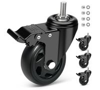 RRIUTO Ruote girevoli resistenti da 100 mm con freno, ruote per mobili con stelo a vite M10 x 1,5 x 30 mm, ruote girevoli a doppio cuscinetto per mobili, set di 4 ruote in poliuretano fino a 500 kg