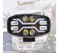 RRKBDQEL Faro Principale Fari 9 Pollici 12V 24V Per Benz LED Luci Di Guida Faretto Camion Fuoristrada Faro Ausiliario Quadrato Auto Flash Bianco Giallo 100W 22000LM Fanale Anteriore(2PCS A)