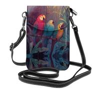 RRKDOY Borsa a tracolla con immagine di pappagalli nella foresta pluviale, borsa per cellulare, piccolo portafoglio da donna, un regalo pratico adatto per uscire, allenarsi e fare shopping