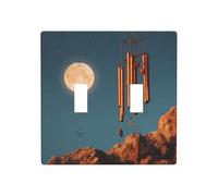 RRKDOY Campanelli a vento sotto la luna Stampe tessili Copertura interruttore pannello decorativo da parete adatto per aree residenziali e commerciali 4,5x4,5 pollici