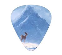 RRKDOY Deer under the snow mountain Printing Plettro per chitarra 12 pezzi con tre combinazioni di plettri di spessore adatto per basso e ukulele