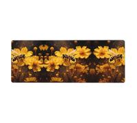 RRKDOY Little Bee in Yellow Flower Pattern Gaming Mouse pad XXL Grande Tappetino per mouse lungo esteso Tappetino per mouse Tappetino da scrivania Tappetino antiscivolo in gomma Mouse Pad bordi cuciti