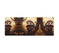 RRKDOY Little Hedgehog on the Tree Pattern Gaming Mouse pad XXL Grande Tappetino per mouse lungo esteso Tappetino per mouse Tappetino da scrivania Tappetino antiscivolo in gomma con bordi cuciti