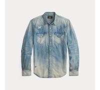 RRL Camicia western con rammendi Slim-Fit M Blue