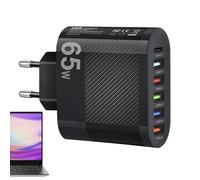 Rrlihjgu Adattatore di corrente multiporta, testina di ricarica per telefono cellulare a 6 porte e 65 W, attrezzatura di ricarica di design, adatto per viaggi, per tablet, fotocamere e console di