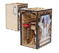 Rrlihjgu Bookend Bookshelf Insert Decor, Kit - Kit di booknook 3D Puzzles - Decorazione per biblioteca in legno decorativo per Capodanno compleanno Pasqua di Natale