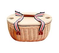 Rrlihjgu Cestino Impagliato Con Coperchio,Cestino Portatile Con Coperchio E Manico - Scatola Da Campeggio Per Viaggi All'aperto Spiaggia Parco Picnic Famiglie Coppie Giornate Calde Festa