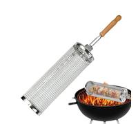 Rrlihjgu Cestino per griglia per barbecue, gabbia per griglia in acciaio inossidabile | Gabbia per barbecue con tubo di rete per grigliare - Cilindro per cestello per grigliare in acciaio inossidabile