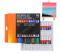 Rrlihjgu Kit di pittura acrilica, 24 colori di vernici, pigmenti ricchi impermeabili, forniture artistiche per principianti multisuperfici