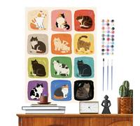 Rrlihjgu Kit per dipingere con i numeri di cani e gatti, con pennelli, accessori da disegno per espressione creativa, regalo di compleanno, feste scolastiche, decorazione per la casa