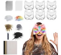 Rrlihjgu Maschera di gatto bianco - Kit di materiali per maschera di gatto vergine - Artigianato con tulle e feltro, accessorio di costume per cosplay, festa uomini e donne Carnevale