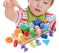 Rrlihjgu Pioli impilabile, giocattolo di classificazione di forme di legno,Sorter di forme, puzzle numeri, giocattoli di conteggio per bambini piccoli - Giocattolo di conteggio, blocchi