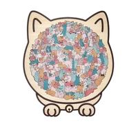 Rrlihjgu Puzzle in legno a forma di gatto | 135 pezzi di puzzle di gatto decorativo | giocattolo per combattere la noia, per adulti, famiglie, donne, casa, Natale, amanti del