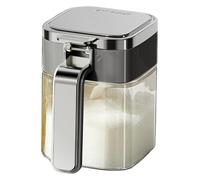 Rrlihjgu Scatola di condimento in vetro, barattoli per condimenti in vetro trasparente,Contenitore per sale per condimenti da 380 ml - Scatola ermetica per alimenti per la conservazione del sale,