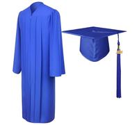 Rrlihjgu Set di toga e berretta,Set di toga di laurea - Vestito da laurea opaco unisex,Vestiti da coro per chiesa, costumi da giudice, set di per laureati, Blu reale 48, Consulte la descripción