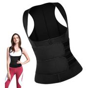 Rrlihjgu T-shirt dimagrante da donna senza maniche sotto il tanto delle donne | Gilet da allenamento in vita per ragazze per fare esercizio | Top a compressione, Doppia cintura da donna nera, S