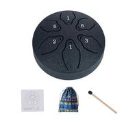 Rrlihjgu Tamburo linguistico per adulti, 6 note, 7,6 cm, strumento etereo in acciaio, include libro musicale e mazzuolo, promuove il sonno e il relax