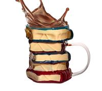 Rrlihjgu Tazza a libro per caffè, bicchiere in vetro dipinto a mano per lettura, tazza da caffè 3D con design in vetro, per lettore, scrittore, biblioteca, bevande calde e fredde, decorazione da
