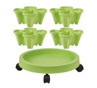 Rrlihjgu Torre delle piante, fioriera da giardino verticale - 4 vasi da giardino Torre delle piante impilabili, vasi di fiori con vassoio e ruote rimovibili, forniture per il giardinaggio per fiori,