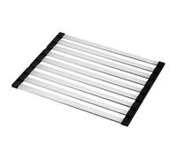 Rrlihjgu Wlikmjg Scolapiatti Da Appoggio Pieghevole In Acciaio Inox Arrotolabile, Tappetino Antiscivolo,Pieghevole E Rimovibile In Acciaio Inossidabile Sopra Il Lavello Del, Organizer Tappetino