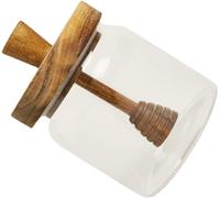 RRMMAN Barattolo di Vetro Con Coperchio e Mestolo - Contenitore Trasparente per Miele Con Cucchiaio e Coperchio in Legno