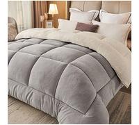 RRNAR Piumino Matrimoniale Invernale Caldo Piumone, Trapunta Invernale in Lana di Agnello, Coperta Matrimoniale Queen Size Singola Doppia Cashmere, Lavabile in Lavatrice,A,220x240cm(5kg)