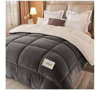 RRNAR Piumino Matrimoniale Invernale Caldo Piumone, Trapunta Invernale in Lana di Agnello, Coperta Matrimoniale Queen Size Singola Doppia Cashmere, Lavabile in Lavatrice,B,220x240cm(5kg)