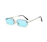 RRNTTTM Occhiali da sole alla moda senza montatura trasparenti rossi blu gialli da uomo, UV400 (blu turchese)