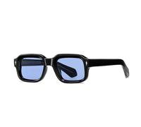 RRNTTTM Occhiali da sole polarizzati di lusso retrò da donna, alla moda, trasparenti, anti luce blu, da uomo, punk, UV400 (nero e blu)