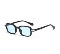 RRNTTTM Occhiali da sole retrò da donna, lenti sfumate trasparenti, occhiali da sole da uomo con rivetti, UV400 (nero e blu)