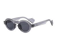 RRNTTTM Occhiali da sole rotondi da donna e uomo, stile punk, bicolore, con rivetti retrò, di tendenza, con lenti trasparenti, montatura UV400, grigi, uno
