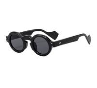 RRNTTTM Occhiali da sole rotondi da donna e uomo, stile punk, bicolore, con rivetti retrò, di tendenza, con lenti trasparenti, montatura UV400, neri, uno